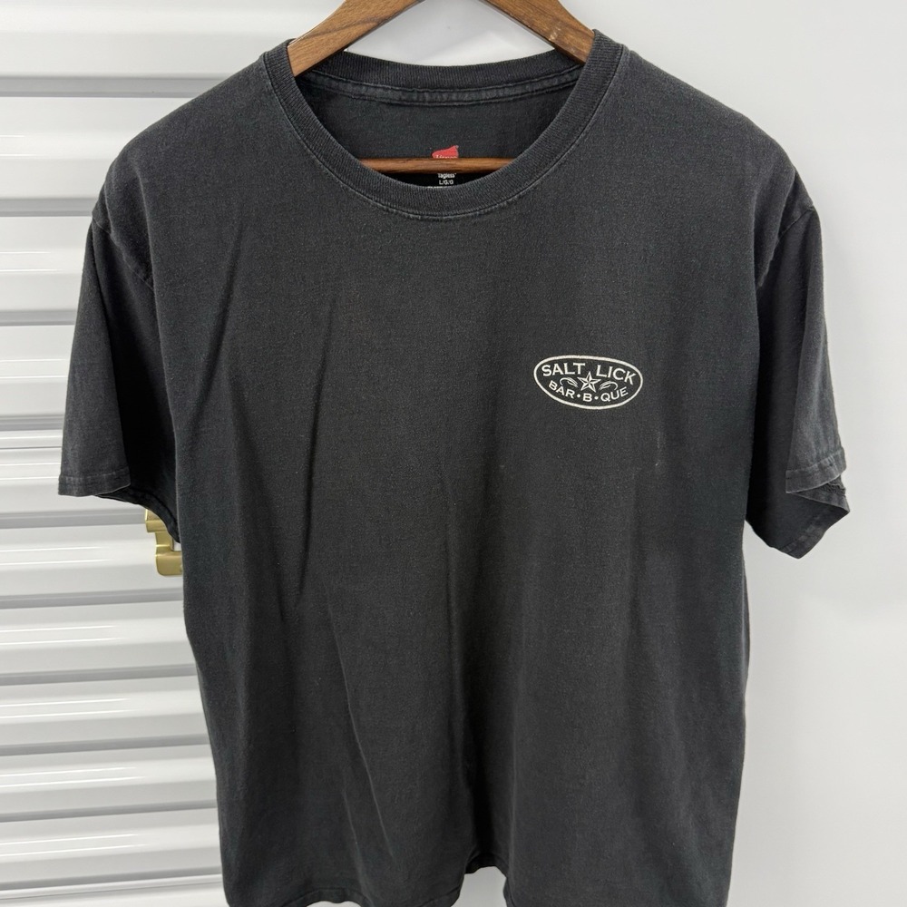 Salt Lick BBQ T Shirt Mens Large Texas Barbecue Graphic Faded Black Tee - Picture 2 of 5